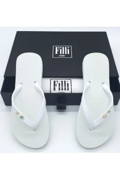 Women Filli London Aurora Crystal Duo Luxury Flip Flops