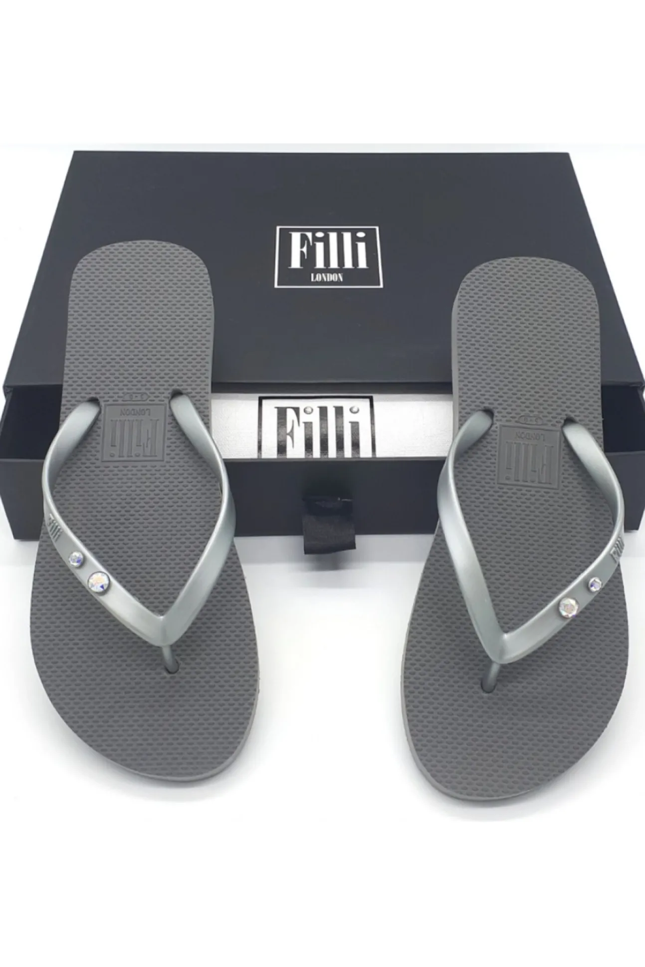 Women Filli London Aurora Crystal Duo Luxury Flip Flops