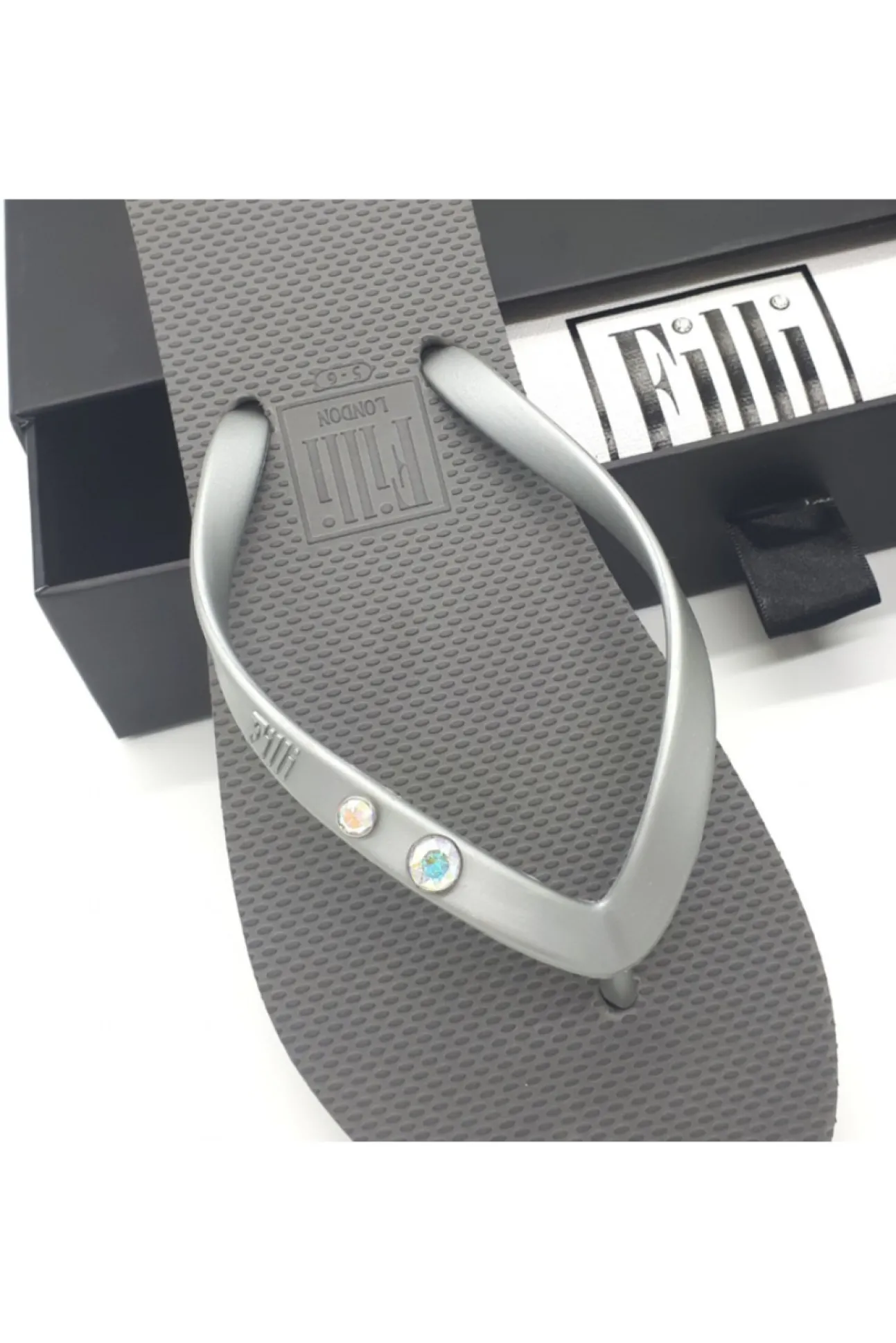 Women Filli London Aurora Crystal Duo Luxury Flip Flops