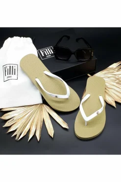 Women Filli London Aurora Crystal Luxury Flip Flops White On