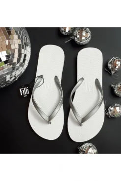 Women Filli London Naked Flip Flops - Silver On
