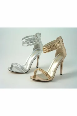 Women Glitz Shoes Cassidy Metallic Chain Barely High Heel Sandal