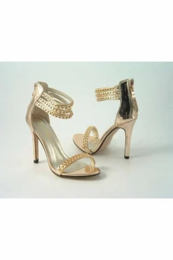 Women Glitz Shoes Cassidy Metallic Chain Barely High Heel Sandal
