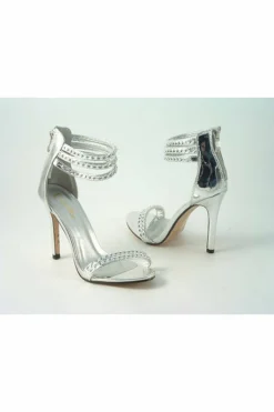 Women Glitz Shoes Cassidy Metallic Chain Barely High Heel Sandal