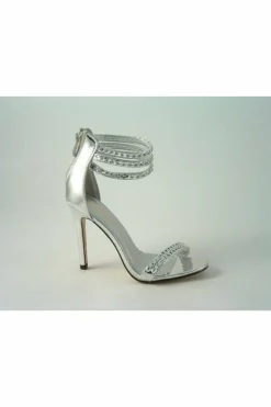 Women Glitz Shoes Cassidy Metallic Chain Barely High Heel Sandal