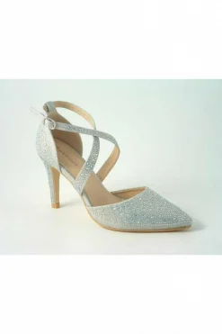 Women Glitz Shoes Clora Sabatine Diamante Strapped Court Shoe