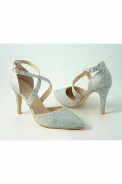 Women Glitz Shoes Clora Sabatine Diamante Strapped Court Shoe