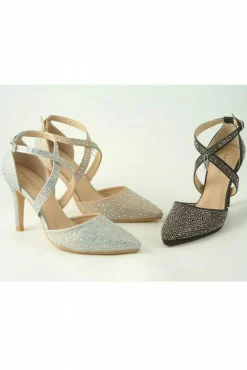 Women Glitz Shoes Clora Sabatine Diamante Strapped Court Shoe