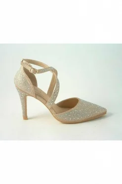 Women Glitz Shoes Clora Sabatine Diamante Strapped Court Shoe