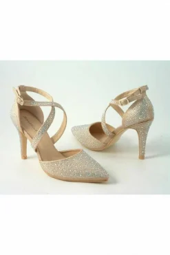 Women Glitz Shoes Clora Sabatine Diamante Strapped Court Shoe