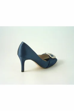 Women Glitz Shoes Diamante Satin Mid Heel Peep Toe Shoe