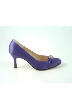 Women Glitz Shoes Diamante Satin Mid Heel Court Shoe