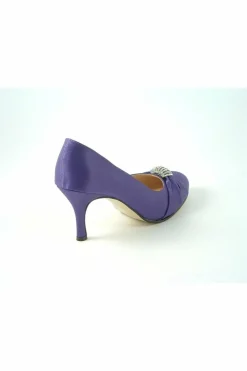 Women Glitz Shoes Diamante Satin Mid Heel Court Shoe
