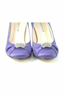 Women Glitz Shoes Diamante Satin Mid Heel Court Shoe