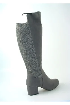 Women Glitz Shoes Divine 1717 Monty Metallic Panel Tall Boots