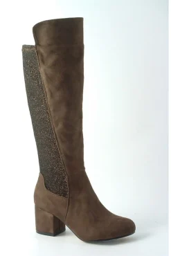 Women Glitz Shoes Divine 1717 Monty Metallic Panel Tall Boots