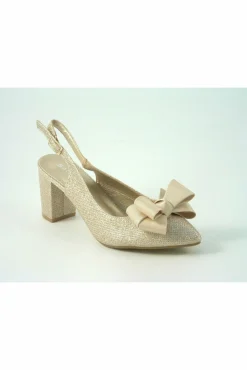 Women Glitz Shoes Glitter Bowed Sling Back Court Shoe