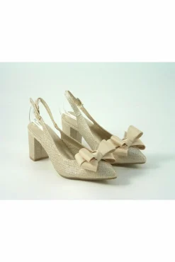 Women Glitz Shoes Glitter Bowed Sling Back Court Shoe