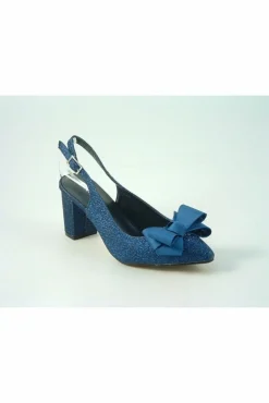 Women Glitz Shoes Glitter Bowed Sling Back Court Shoe