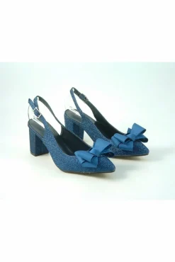 Women Glitz Shoes Glitter Bowed Sling Back Court Shoe
