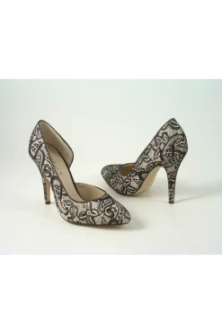 Women Glitz Shoes Lace/Satin Open Waist High Heel Court Shoe