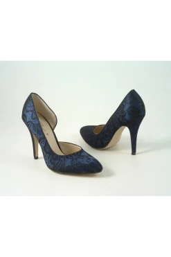 Women Glitz Shoes Lace/Satin Open Waist High Heel Court Shoe