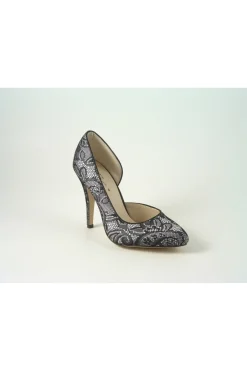 Women Glitz Shoes Lace/Satin Open Waist High Heel Court Shoe
