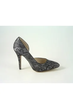 Women Glitz Shoes Lace/Satin Open Waist High Heel Court Shoe
