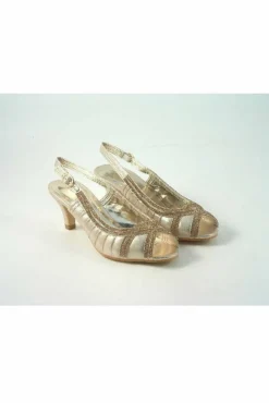 Women Glitz Shoes Leona Sabatine Diamante Metallic Peep Toe Shoe