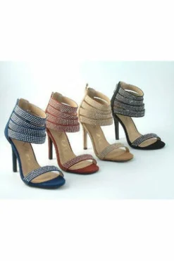 Women Glitz Shoes Ora Divine Diamante Faux Suede Heeled Sandal