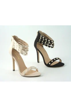 Women Glitz Shoes Rockstar Studded Strap Heeled Sandal