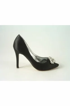 Women Glitz Shoes Rosalie Sabatine Diamante Satin Heel Peep Shoe