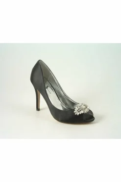 Women Glitz Shoes Rosalie Sabatine Diamante Satin Heel Peep Shoe