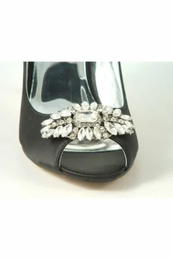 Women Glitz Shoes Rosalie Sabatine Diamante Satin Heel Peep Shoe