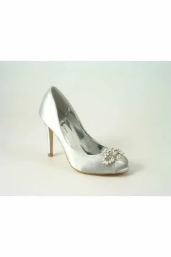 Women Glitz Shoes Rosalie Sabatine Diamante Satin Heel Peep Shoe