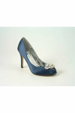 Women Glitz Shoes Rosalie Sabatine Diamante Satin Heel Peep Shoe