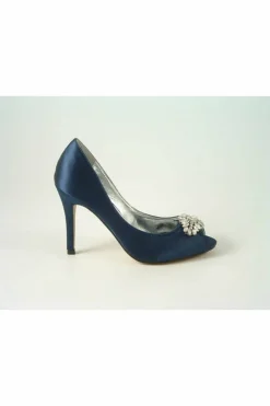 Women Glitz Shoes Rosalie Sabatine Diamante Satin Heel Peep Shoe