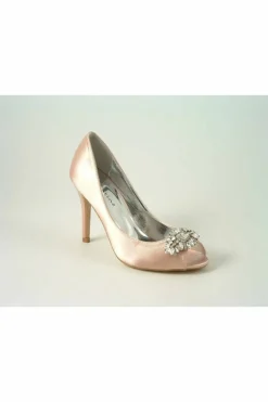 Women Glitz Shoes Rosalie Sabatine Diamante Satin Heel Peep Shoe