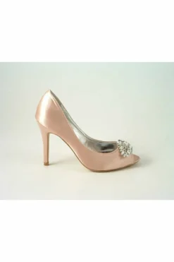 Women Glitz Shoes Rosalie Sabatine Diamante Satin Heel Peep Shoe