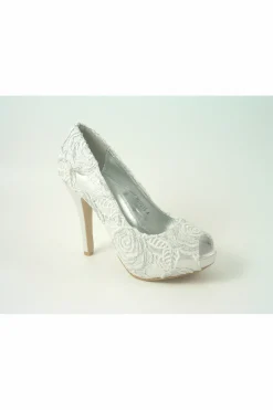 Women Glitz Shoes Sabatine Coco Peep Toe Shoe White Silver
