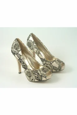 Women Glitz Shoes Sabatine Coco Peep Toe Platform Shoe Gold Black