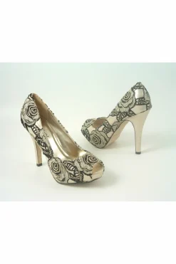 Women Glitz Shoes Sabatine Coco Peep Toe Platform Shoe Gold Black