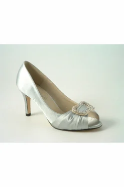 Women Glitz Shoes Sabatine Satin Mid Heel Peep Toe Shoe