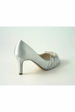 Women Glitz Shoes Sabatine Satin Mid Heel Peep Toe Shoe