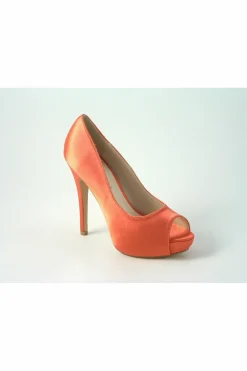 Women Glitz Shoes Sabatine Satin Platform Heels With Peep Toe