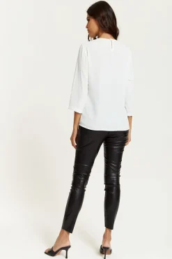 Women Hoxton Gal 3/4 Sleeves V Neck Layered Relaxed Fit Top
