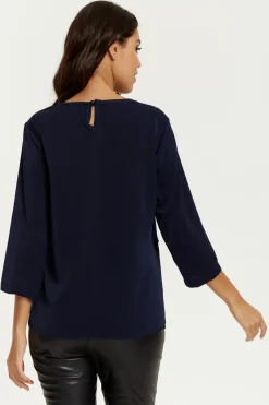 Women Hoxton Gal 3/4 Sleeves V Neck Layered Relaxed Fit Top