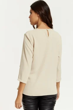 Women Hoxton Gal 3/4 Sleeves V Neck Layered Relaxed Fit Top