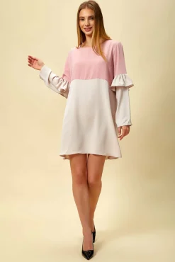 Women Hoxton Gal Colour Block Top With Frill Sleeve White Blossom