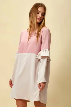 Women Hoxton Gal Colour Block Top With Frill Sleeve White Blossom